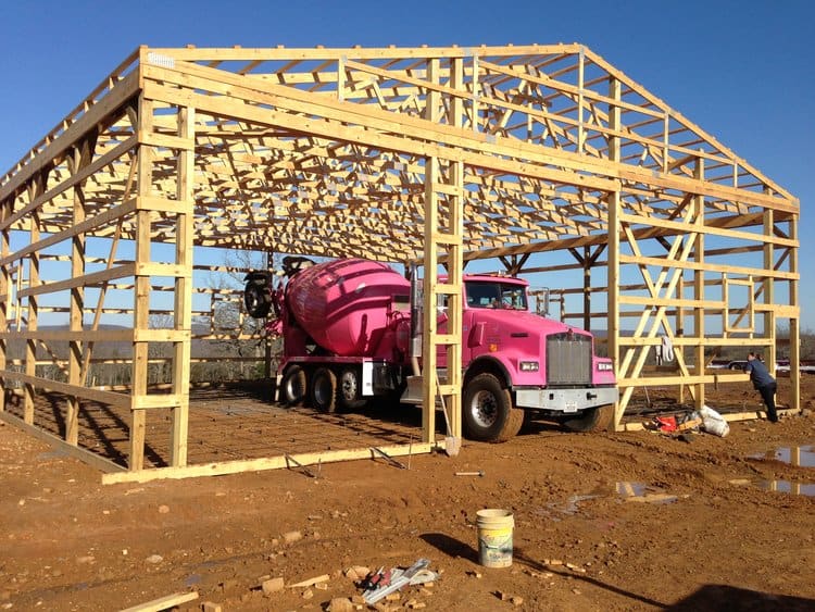 A pole barn being built in Tahlequah, OK.
